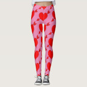 Roze Verjaardag Liefde Rood Hart Leggings (Voorkant)