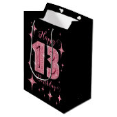 Roze Verjaardag Medium Gift Bag Medium Cadeauzakje (Voorkant Gekanteld)