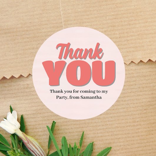 Roze Verjaardag Meisje Party Dank je wel Ronde Sticker