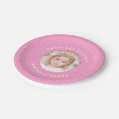 Roze Verjaardag Meisje Prinses Custom Papieren Bordje (Gekanteld)