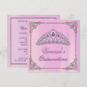 Roze verjaardag met Diamond Tiara Kaart (Voorkant / Achterkant)