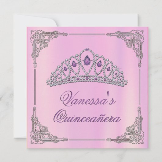Roze verjaardag met Diamond Tiara Kaart (Voorkant)