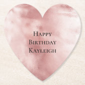 Roze verjaardag met meisjesachtige glamour kartonnen onderzetters (Voorkant)