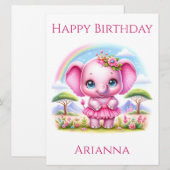  roze Verjaardag Olifant Verjaardag Kaart (Voorkant / Achterkant)