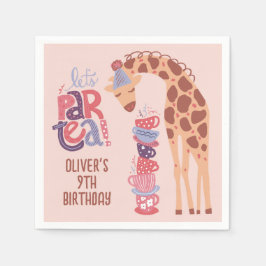 Roze Verjaardag ParTea Giraffe Papier Servet