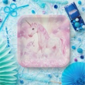 Roze Verjaardag Party Eenhoorn Papier Bord (Feest)