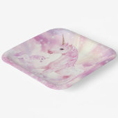 Roze Verjaardag Party Eenhoorn Papier Bord (Gebogen)