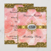 Roze Verjaardag Party Glamour Hot Invitation Kaart (Voorkant / Achterkant)