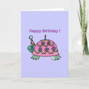 Roze Verjaardag schildpad 2 Verjaardag Kaart