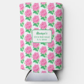Roze verjaardag seltzer blikjeskoeler (Voorkant)