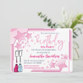  Roze Verjaardag Spa Party Kaart (Staand voorkant)