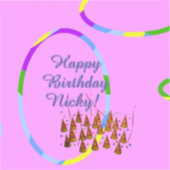 Roze verjaardag sticker (Voorkant)