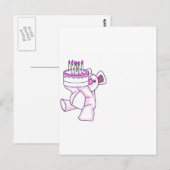 Roze Verjaardag Teddy Bear Party Theme Briefkaart (Voorkant / Achterkant)