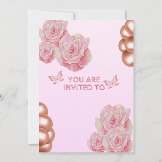 Roze verjaardag uitnodiging (Achterkant)