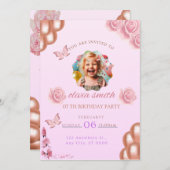 Roze verjaardag uitnodiging (Voorkant / Achterkant)