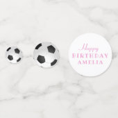 Roze Verjaardag Voetbal Football Verjaardagsfeest Confetti (Voorkanten)