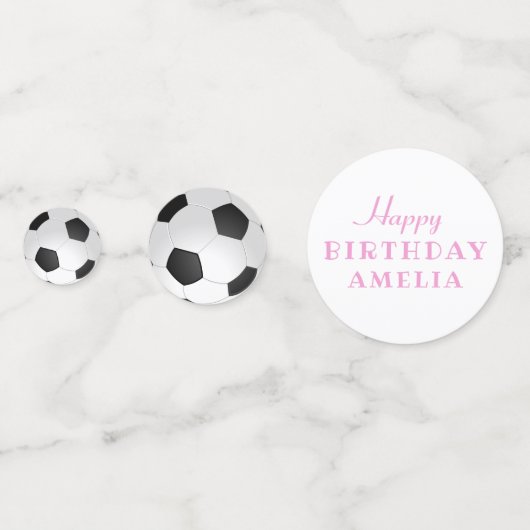 Roze Verjaardag Voetbal Football Verjaardagsfeest Confetti (Voorkanten)