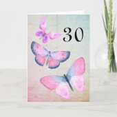 Roze Verjaardag Waterverf Girly Butterfly elk jaar Kaart (Voorkant)
