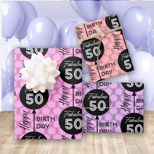 Roze Verjaardag Wrapping Paper Flat Sheet Set van