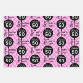 Roze Verjaardag Wrapping Paper Flat Sheet Set van  (Voorkant)
