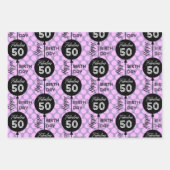 Roze Verjaardag Wrapping Paper Flat Sheet Set van  (Voorkant 3)