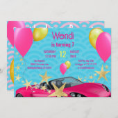 Roze Verjaardags Bash Party Uitnodiging (Voorkant / Achterkant)