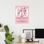 Roze Verjaardags Welkom Bord 60 Jaar Poster (Thuiskantoor)