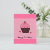 Roze verjaardagscupcake briefkaart (Staand voorkant)