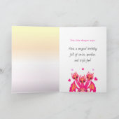 Roze Verjaardagsdraak Kaart (Binnen)