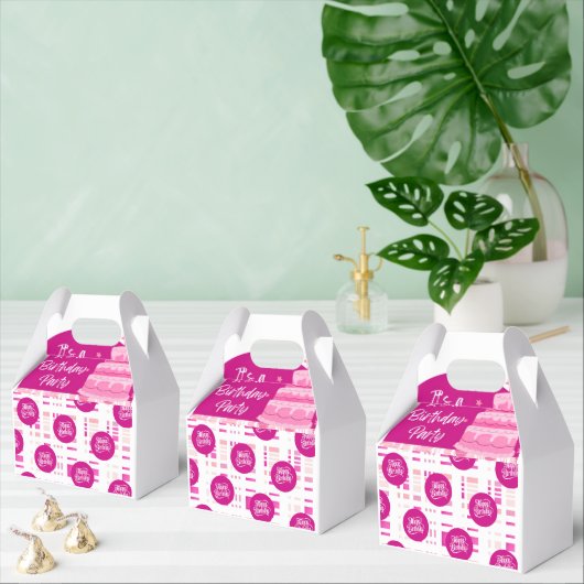 Roze Verjaardagsfeest Bedankdoosjes (Meervoudige)