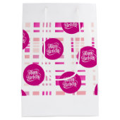Roze Verjaardagsfeest Medium Cadeauzakje (Achterkant)