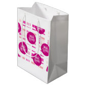 Roze Verjaardagsfeest Medium Cadeauzakje (Achterkant Gekanteld)