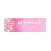Roze verjaardagsfeest retouradres etiket (Voorkant)