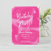ROZE VERJAARDAGSFEEST UITNODIGING (Staand voorkant)