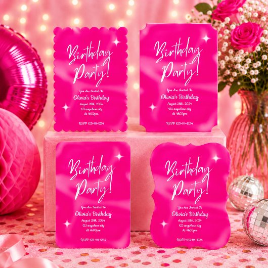 ROZE VERJAARDAGSFEEST UITNODIGING