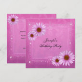  roze verjaardagsfeestbloemen elke leeftijd kaart (Voorkant / Achterkant)