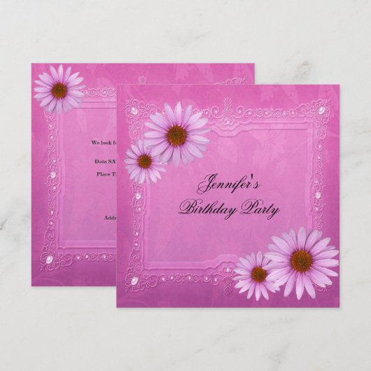 roze verjaardagsfeestbloemen elke leeftijd kaart (Voorkant / Achterkant)