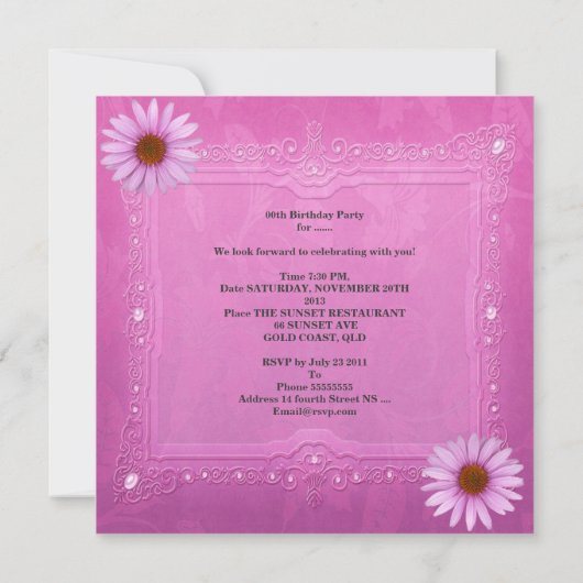  roze verjaardagsfeestbloemen elke leeftijd kaart (Achterkant)