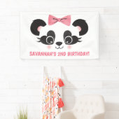 Roze verjaardagsfeestje achtergrond voor Panda Bee Spandoek (Insitu)