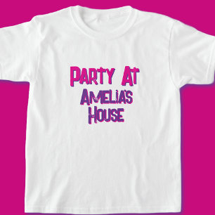 Roze verjaardagsfeestje met persoonlijke touch t-shirt