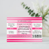 Roze Verjaardagsfeestje Toegangsbewijs Kaart (Staand voorkant)