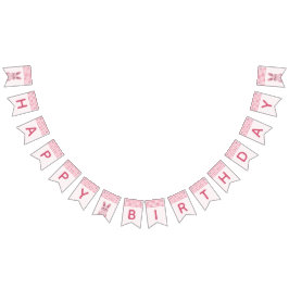 Roze verjaardagsfeestje voor baby meisjes met koni vlaggetjes