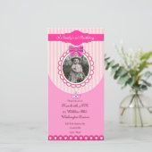Roze verjaardagsfotokaart uitnodiging voor prinses (Staand voorkant)