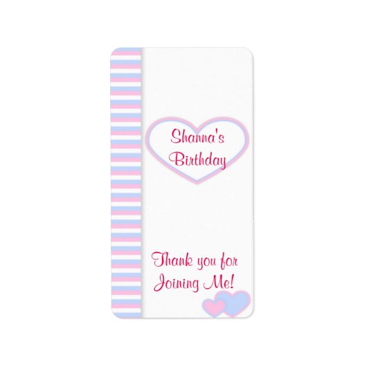 Roze Verjaardagshart Miniatuur Snoep bar wrapper Etiket (Voorkant)