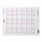 Roze Verjaardagshart Miniatuur Snoep bar wrapper Etiket (Full Sheet)