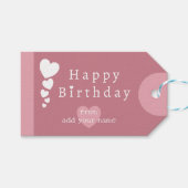  Roze Verjaardagsharten Cadeau Labels Cadeaulabel (Voorkant (Horizontaal))