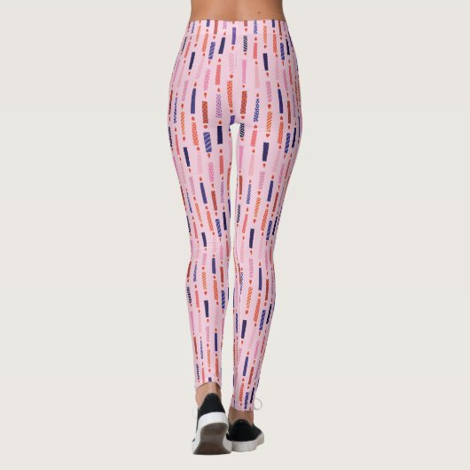  roze verjaardagskaarsen met patroon leggings (Achterkant)