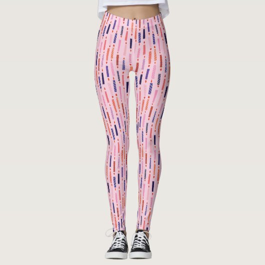 roze verjaardagskaarsen met patroon leggings (Voorkant)