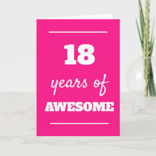 Roze verjaardagskaart 18 jaar kaart