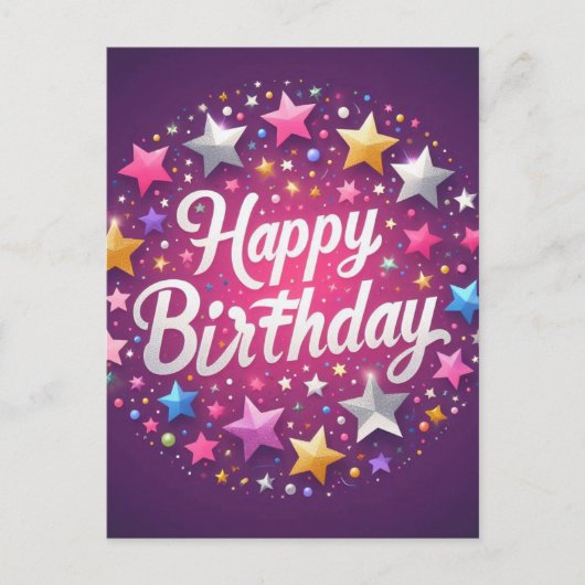 Roze verjaardagskaart briefkaart (Voorkant)